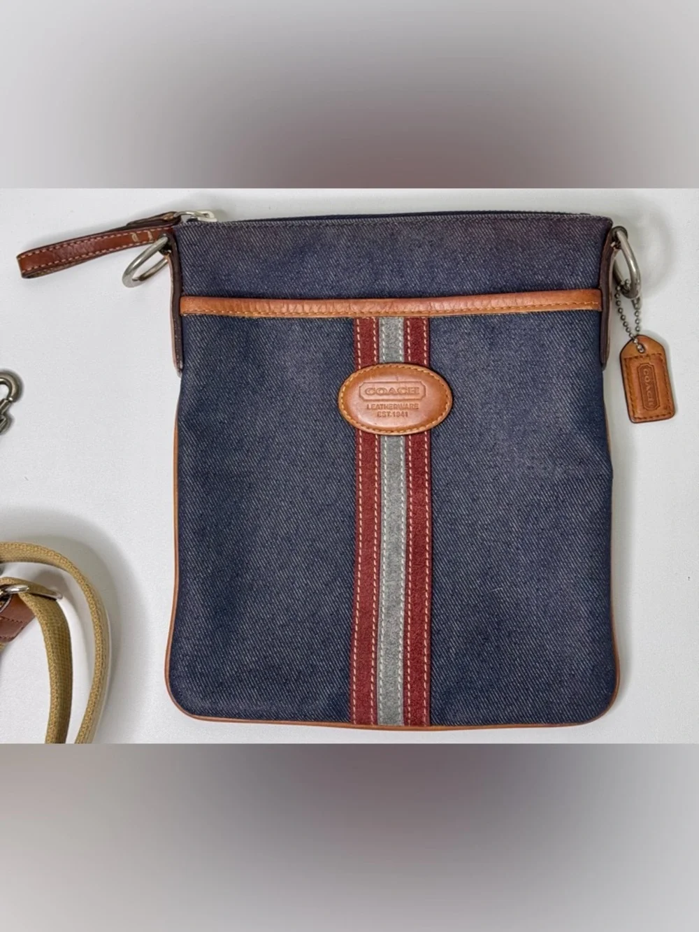 Coach Denim Suede Heritage Stripe bag Vintage 2003 with booklet - Picture 7 of 17